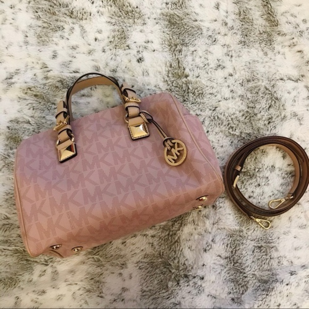 Michael Kors Pink Grayson Satchel with Gold Hardware
